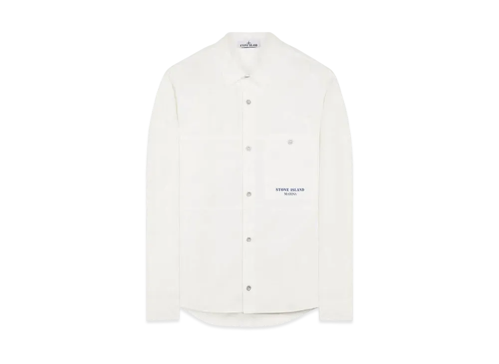 Stone Island 109x3 Stone Island Marina_Plated Cotton Canvas "White"
