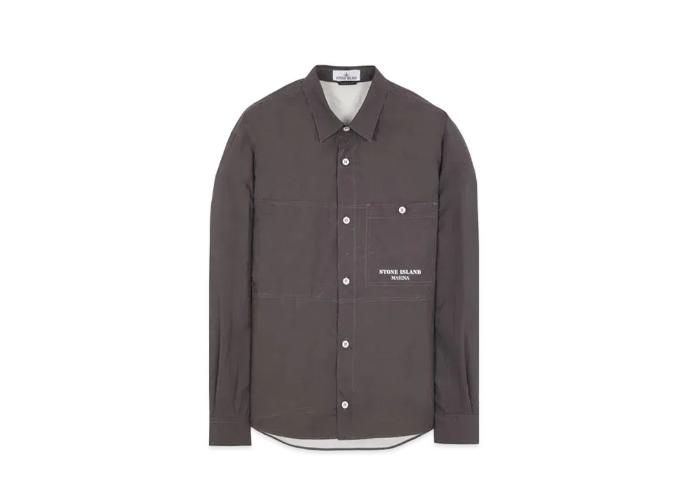 Stone Island 109x3 Stone Island Marina_Plated Cotton Canvas "Steel Grey"