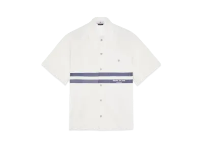 Stone Island 110x3 Stone Island Marina_Plated Cotton Canvas "White"
