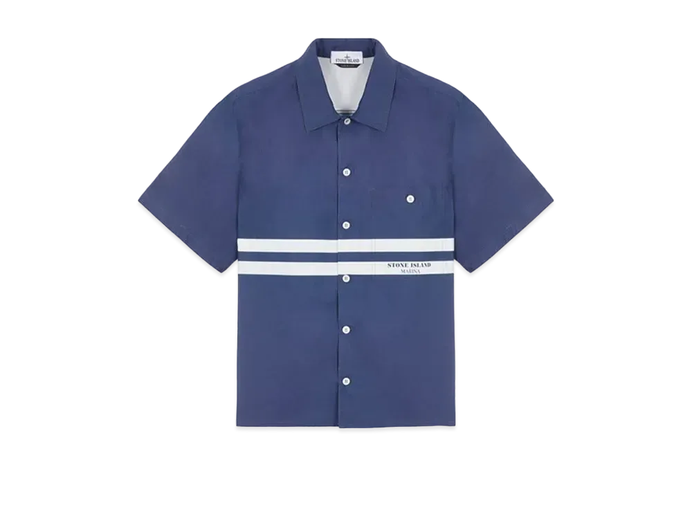 Stone Island 110x3 Stone Island Marina_Plated Cotton Canvas "Royal Blue"