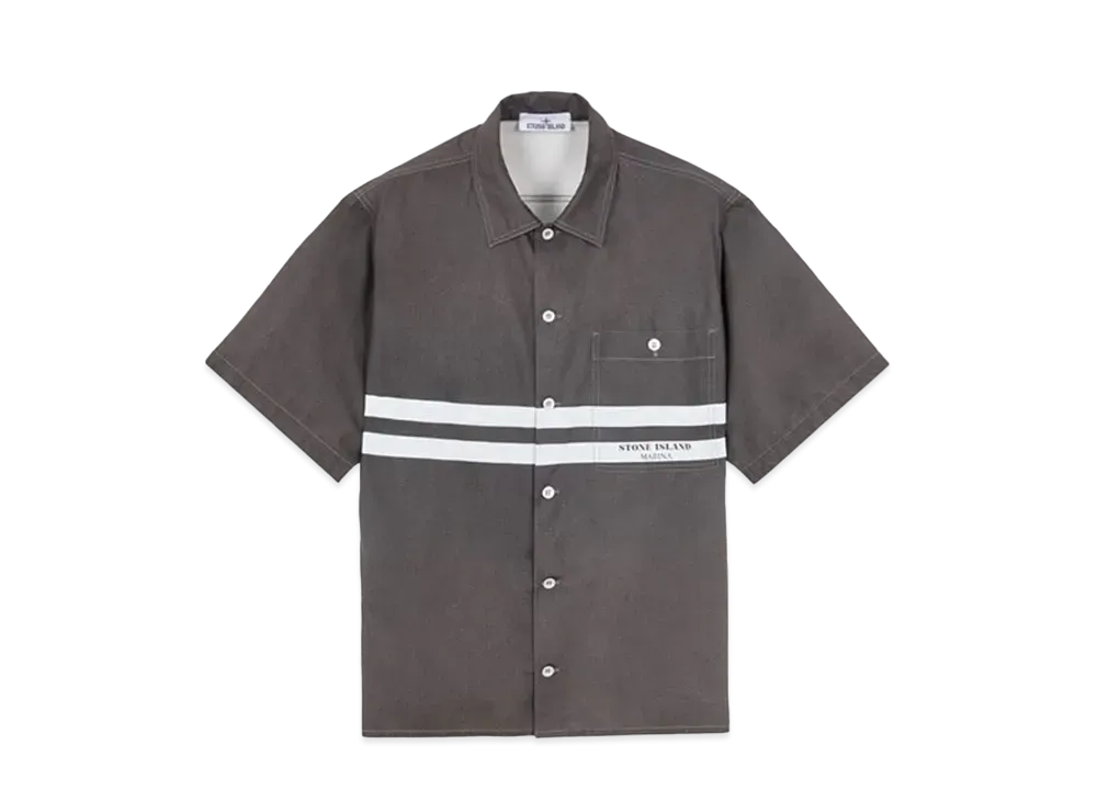 Stone Island 110x3 Stone Island Marina_Plated Cotton Canvas "Steel Grey"