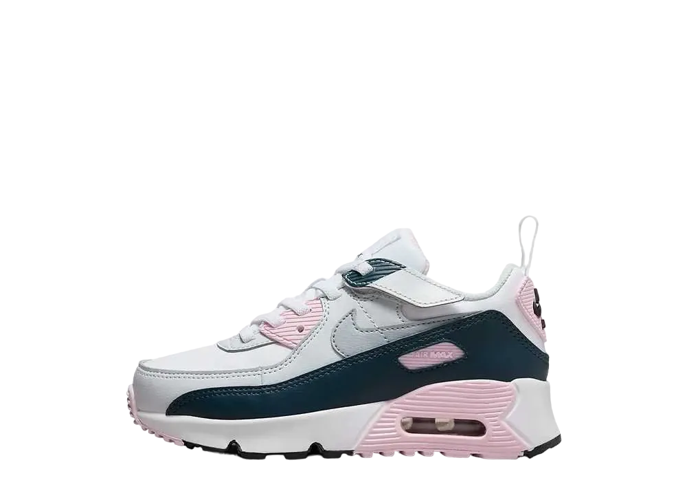 Nike PS Air Max 90 EasyOn "White/Pink Foam/Armory Navy/Wolf Gray"