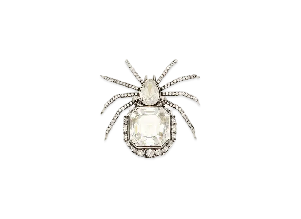 Alexander McQUEEN Jeweled Spider Brooch "Antique Silver"