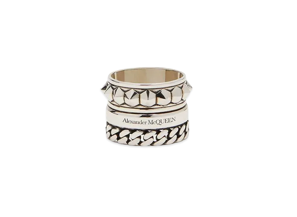 Alexander McQUEEN Punk Multilayer Ring "Antique Silver"