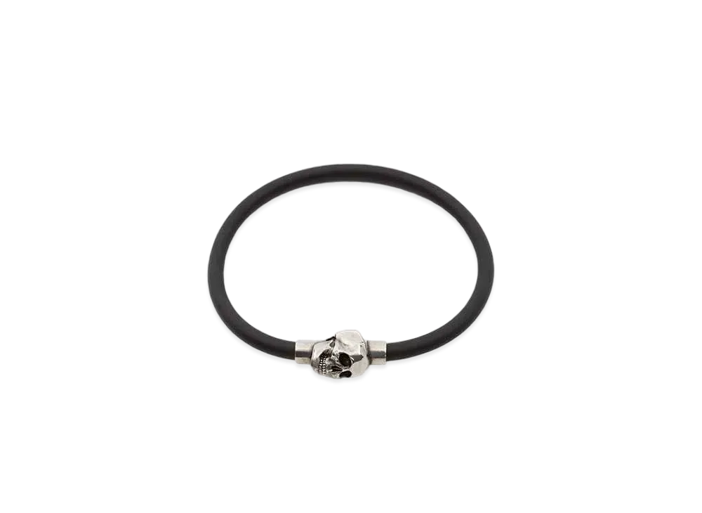 Alexander McQUEEN Rubber Cord Skull Bracelet "Black"