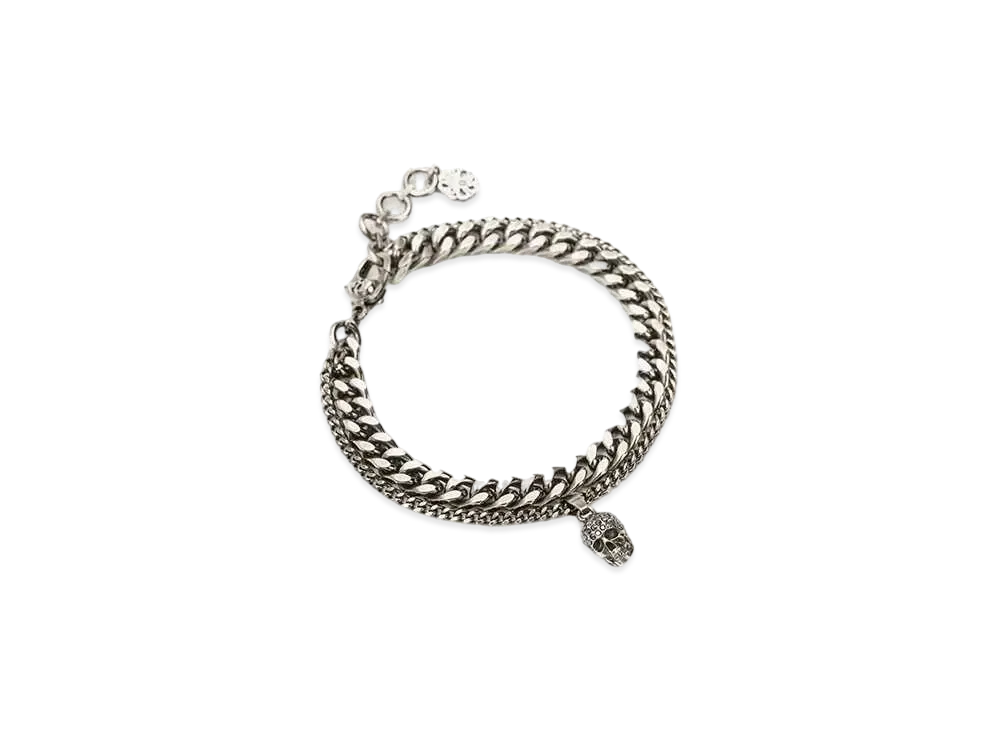 Alexander McQUEEN Pave Skull Chain Bracelet "Antique Silver"
