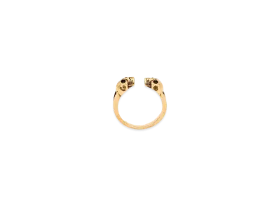 Alexander McQUEEN Twin Skull Ring "Antique Gold"