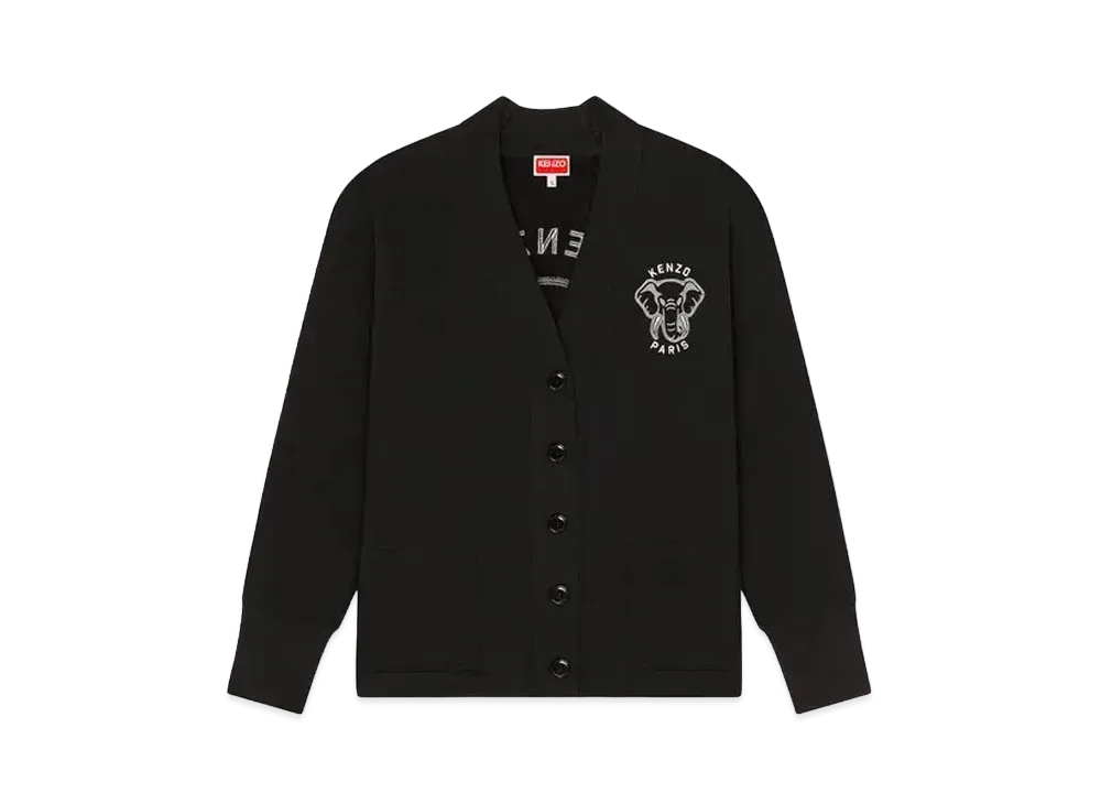 KENZO Women's 'VARSITY JUNGLE' Elephant Cardigan "Black"
