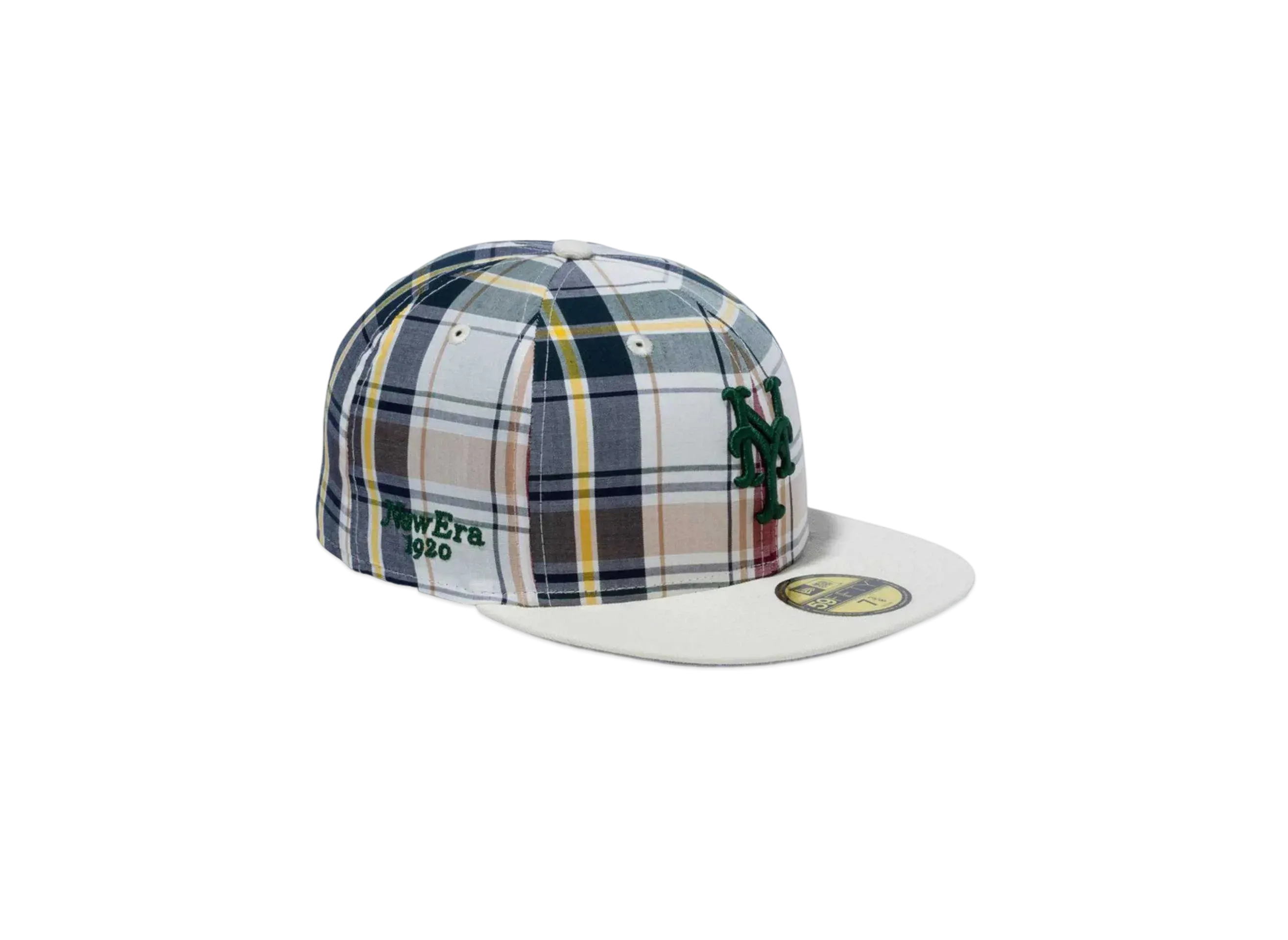 NEW ERA BLACK LABEL SS24 59Fifty New York Mets Madras Check "Chrome White"