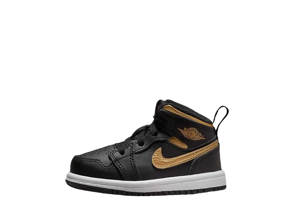 Nike TD Jordan 1 Mid "Black/White/Metallic Gold"