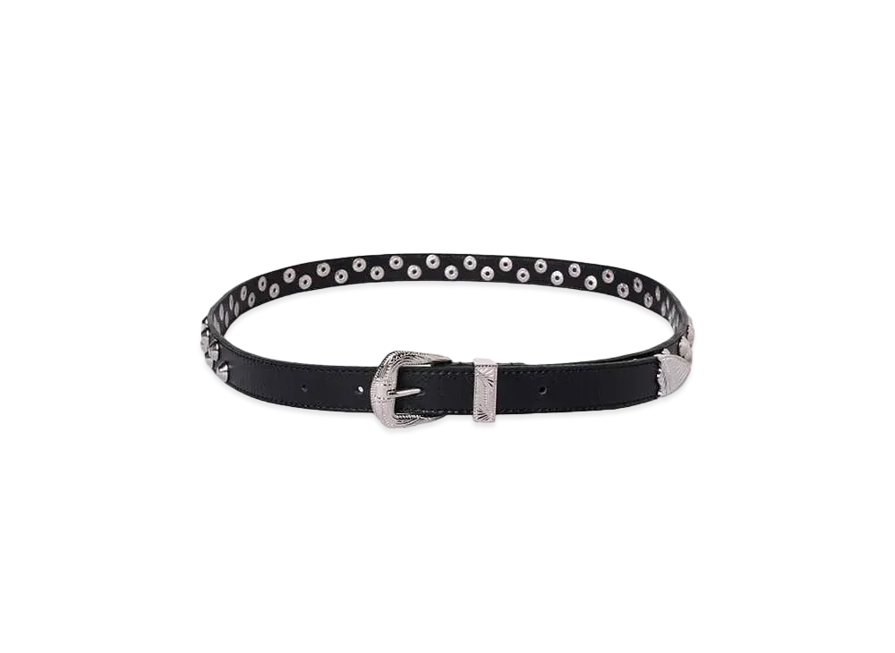 el conductorH LEATHER TRAPEZOID STUDS BELT "BLACK"