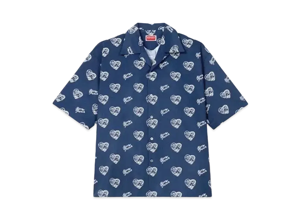 KENZO 'JUNGLE HEART' Hawaiian Shirt "Midnight Blue"