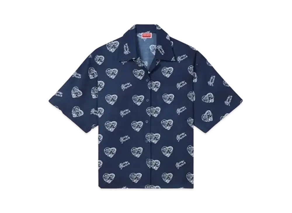 KENZO 'JUNGLE HEART' Hawaiian Shirt "Midnight Blue"