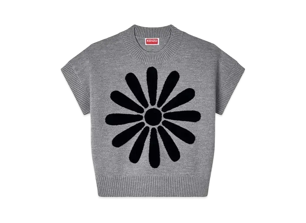KENZO 'MARGUERITE'' Wool Tops "Pale Grey"