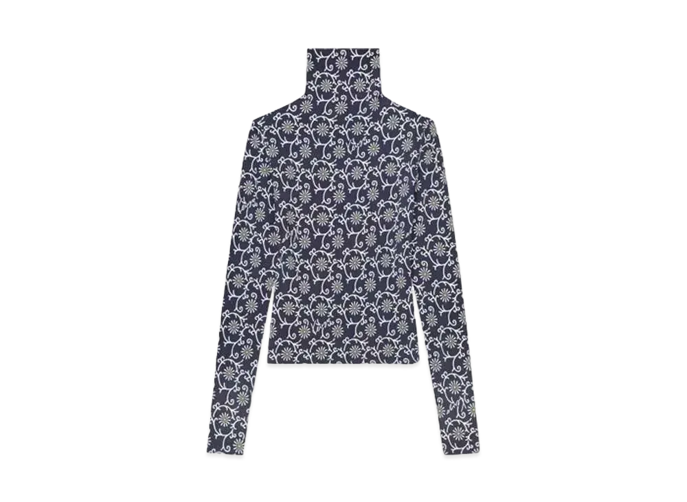 KENZO 'MARGUERITE'' Allover Turtleneck "Blue Black"
