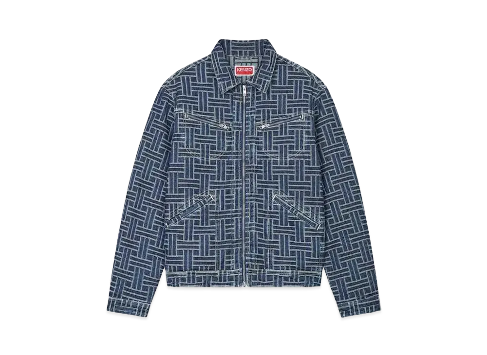 KENZO 'WEAVE' Trucker Denim Jacket "Dark Stone Blue Denim"