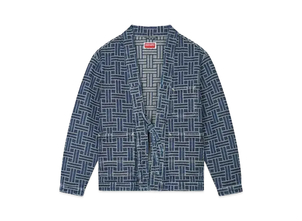 KENZO 'WEAVE' KIMONO Denim Jacket "Dark Stone Blue Denim"