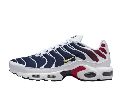 Paris Saint-Germain (PSG) × Nike Air Max Plus "White/Midnight Navy/University Red/Metallic Gold"