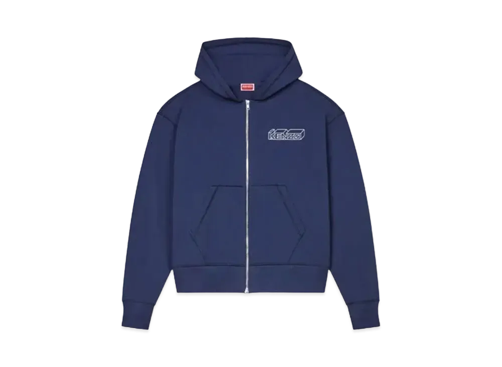KENZO 'KUBE' Embroidery Zip Hoodie "Midnight Blue"