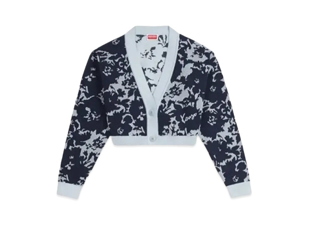 KENZO 'FLOWER CAMO' Cropped Cardigan "Midnight Blue"