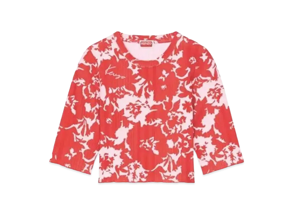 KENZO 'FLOWER CAMO' Cropped Tops "Medium Red"