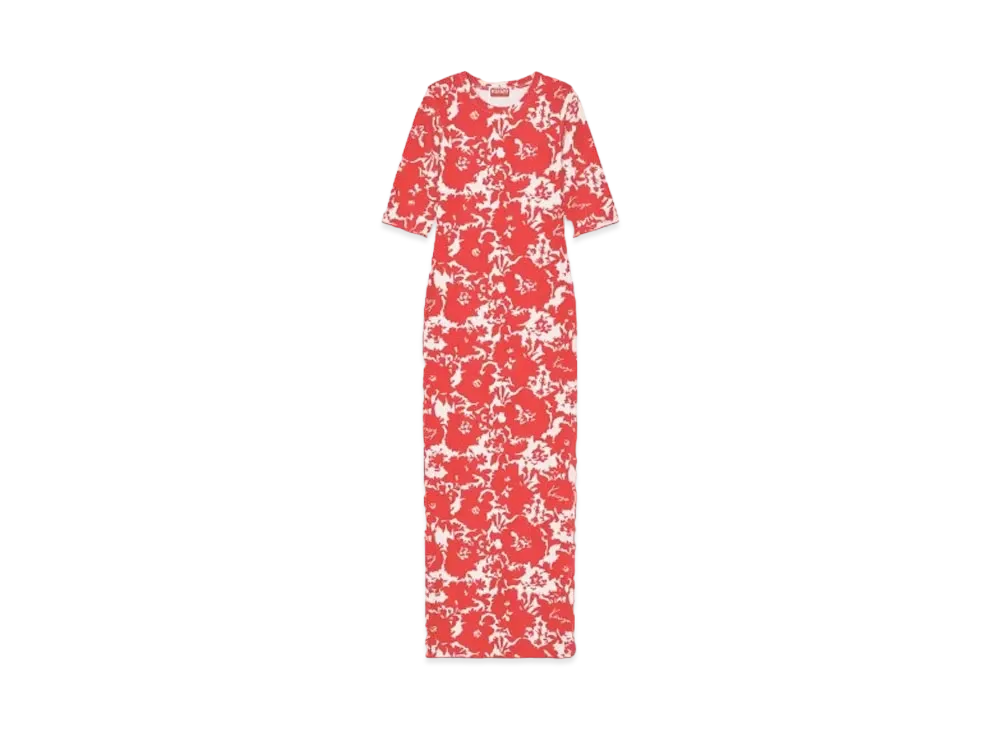 KENZO 'FLOWER CAMO' Long T-shirt Dress "Medium Red"
