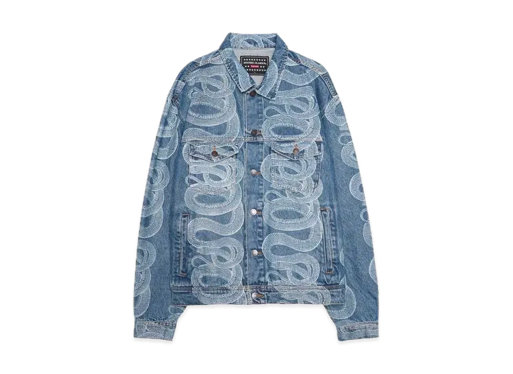Supreme x HYSTERIC GLAMOUR Snake Denim Trucker Jacket "Blue"