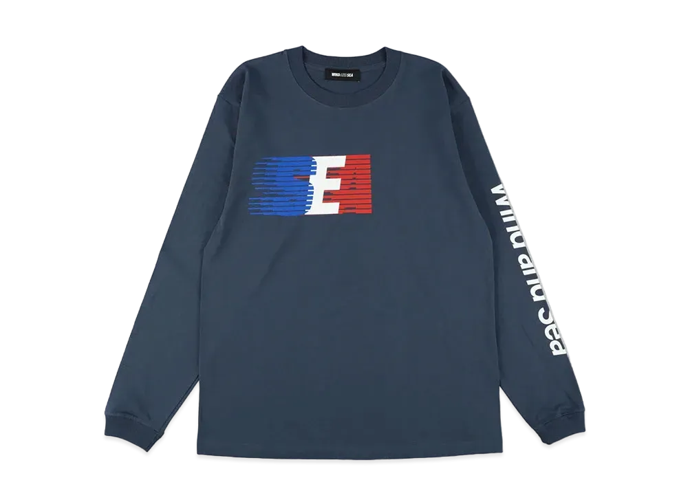WIND AND SEA Tricolore Slide Sea L/S Tee "Navy"