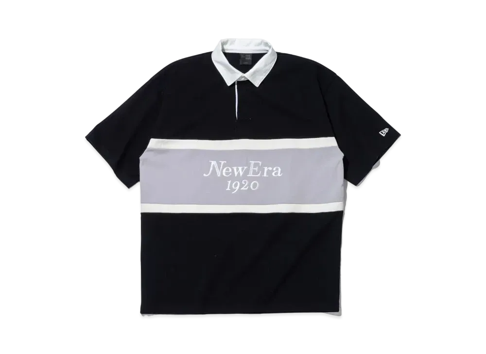 NEW ERA BLACK LABEL SS24 Short Sleeve Heavyweight Cotton Rugby Shirt "Black"