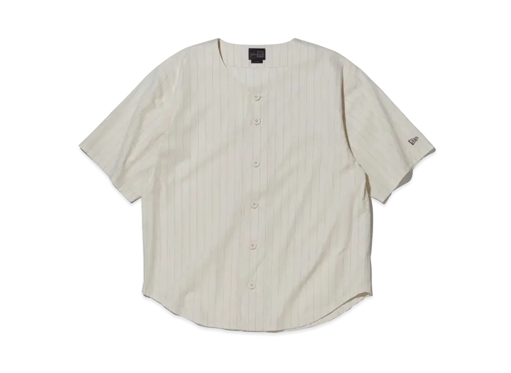 NEW ERA BLACK LABEL SS24 Short Sleeve Pinstripe Baseball Shirt "Off White"