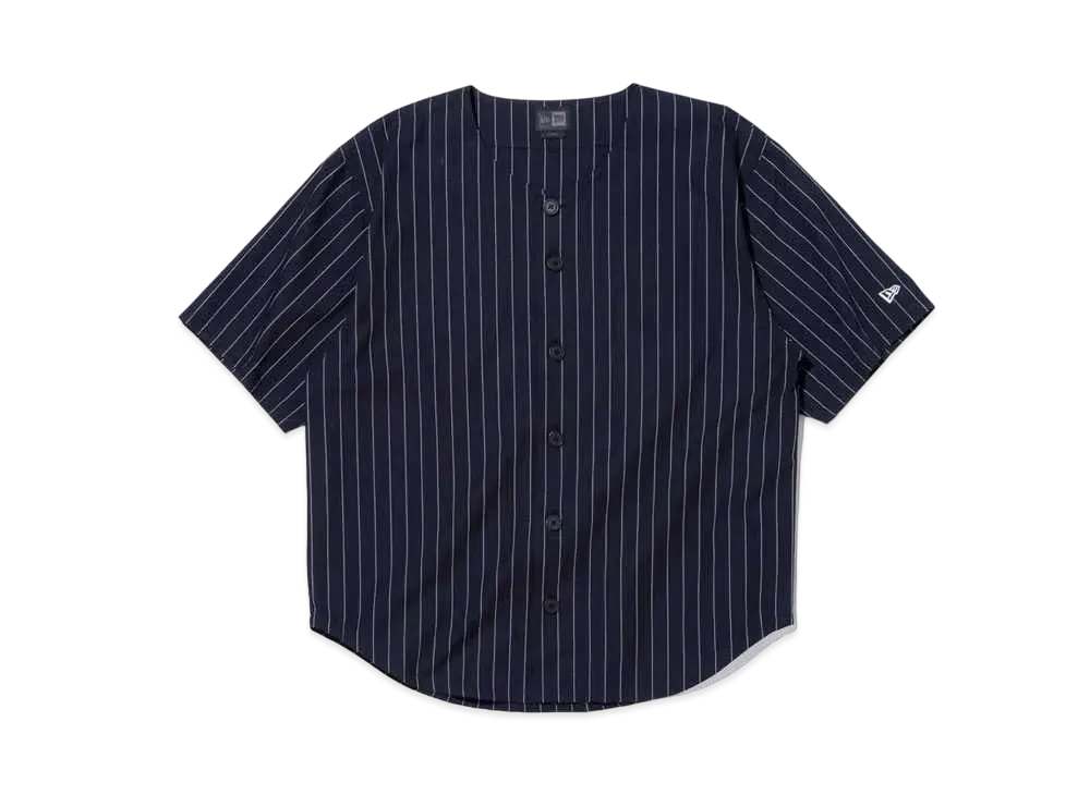 NEW ERA BLACK LABEL SS24 Short Sleeve Pinstripe Baseball Shirt "Navy"