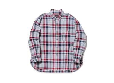 NEW ERA BLACK LABEL SS24 Long Sleeve Oxford Button Down Shirt Tartan Check "Grey"