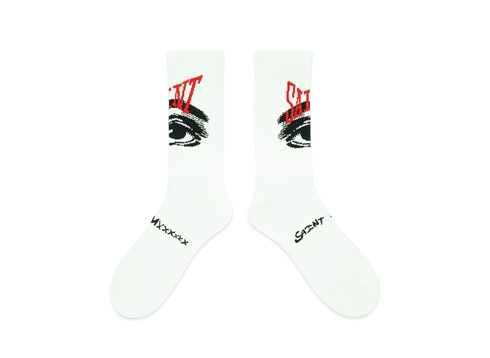SAINT Mxxxxxx Eyes Socks "White" (24SS) SM-YS8-0000-101