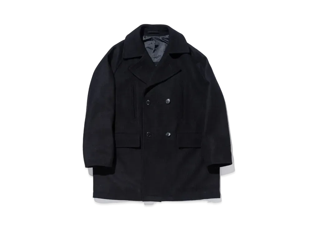 NEW ERA BLACK LABEL FW23 Melton Pea Coat "Black"