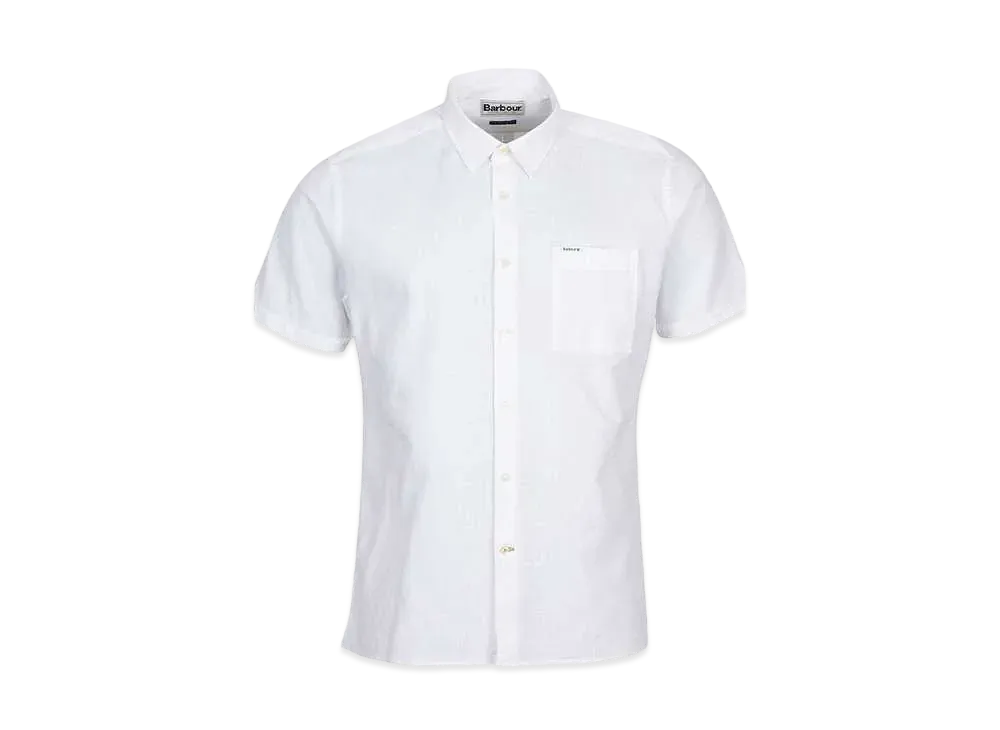 Barbour Nelson Cotton Linen Short Sleeve Shirt (Regular Fit) "White"