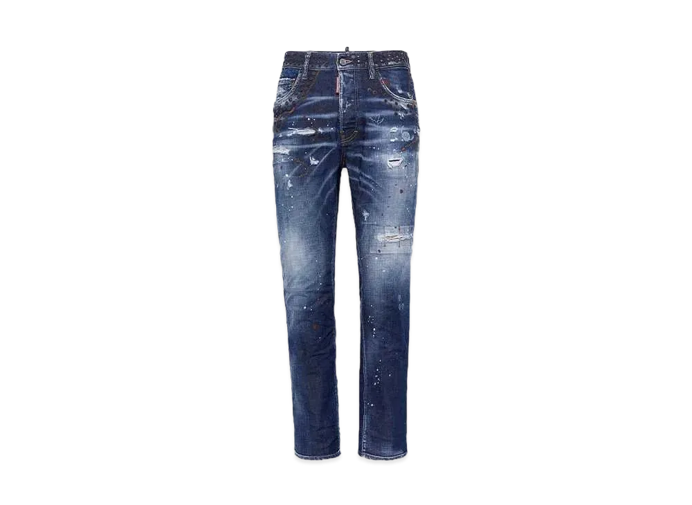 Dsquared2 Dark Rust Rivets Wash 642 Jeans "Navy"