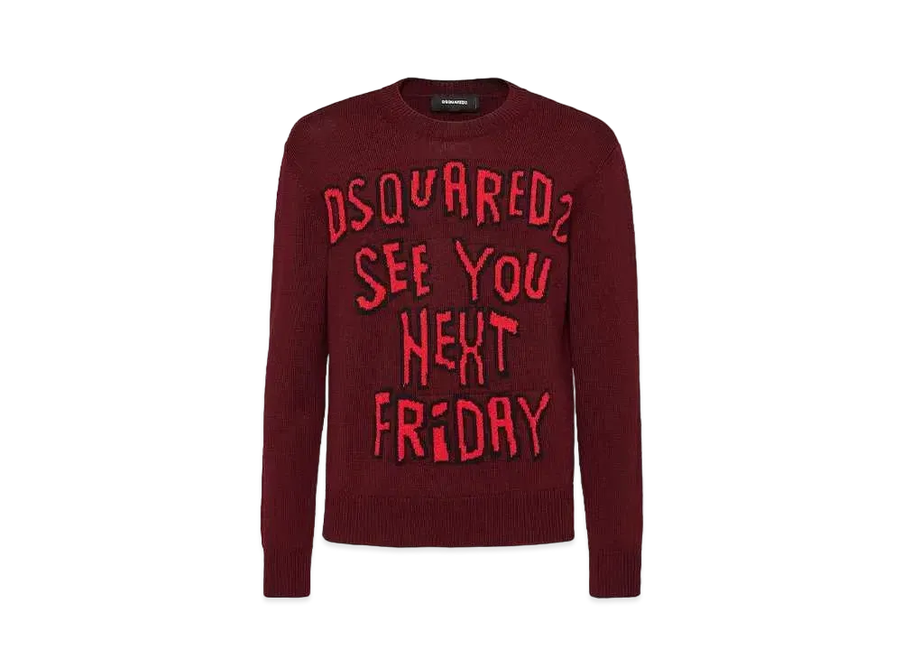 Dsquared2 Jacquard Crewneck Pullover "Bordeaux"