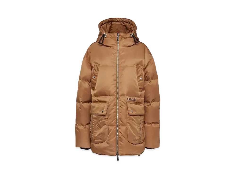 Dsquared2 Maxi Multi-Pocket Parachute Puff Coat "Camel"
