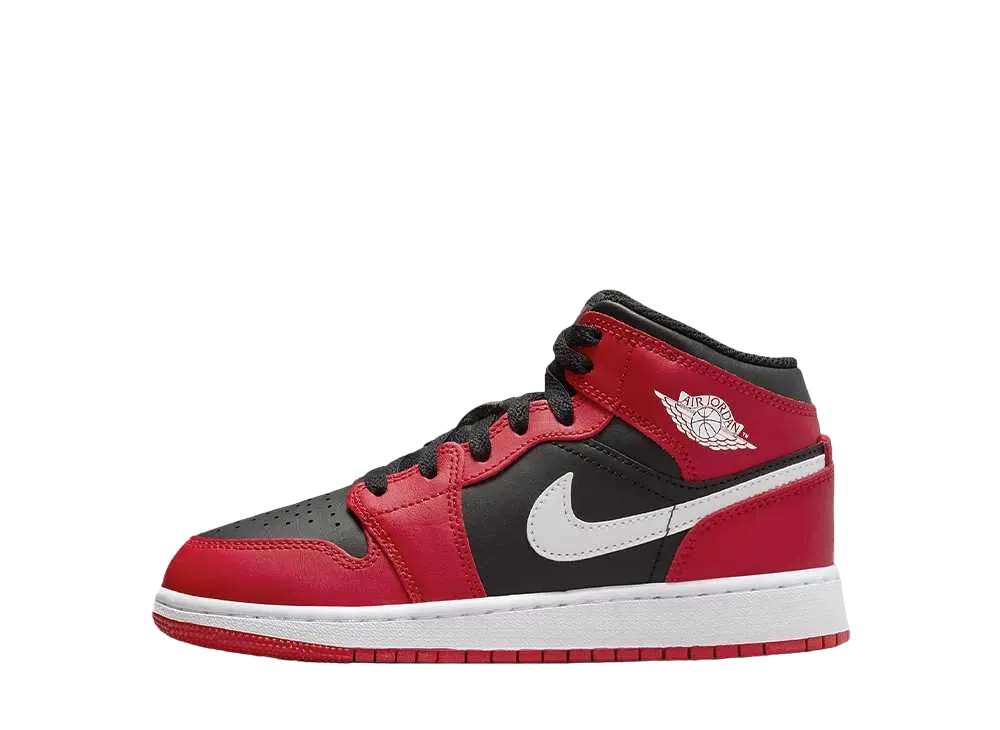 Nike GS Air Jordan 1 Mid "Black/Gym Red/White"