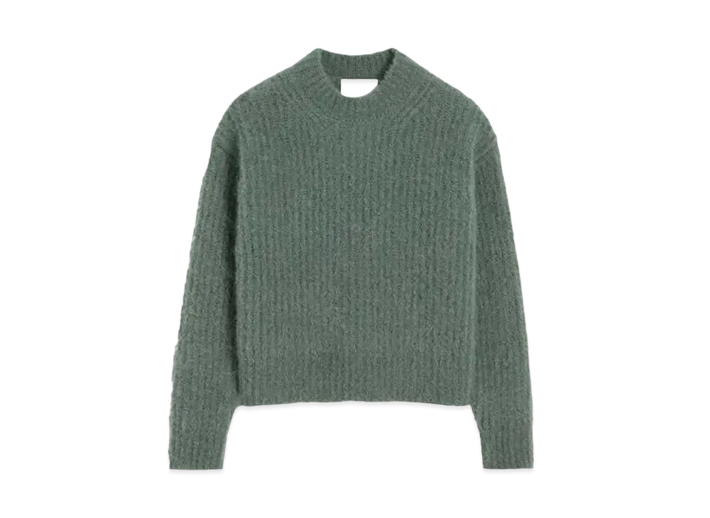 AMI PARIS Chunky Hairy Mohair & Alpaca Ribbed Sweater "Antique Clay"