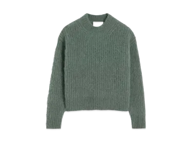 AMI PARIS Chunky Hairy Mohair & Alpaca Ribbed Sweater "Antique Clay"