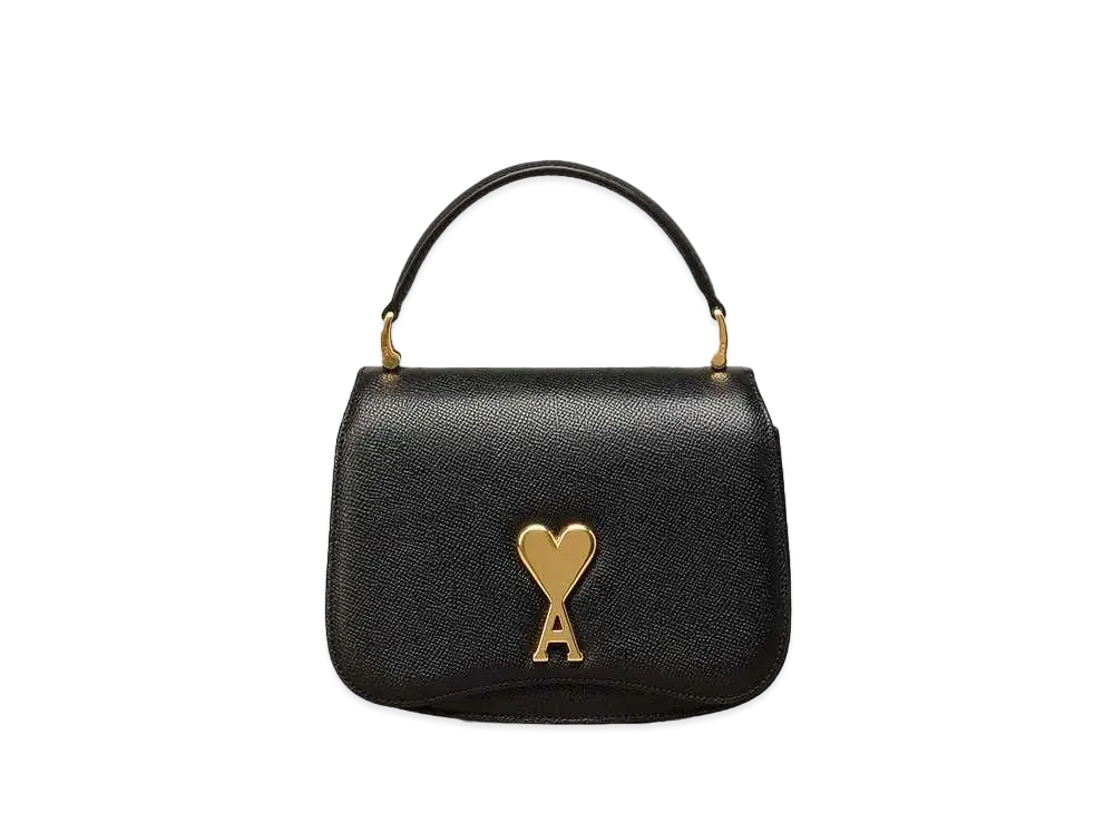 AMI PARIS Grained Leather Top Handle Bag "Black"