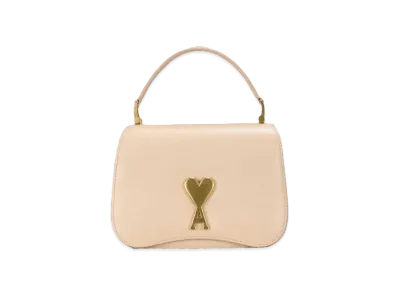 AMI PARIS Grained Leather Top Handle Bag "Nude Pink"