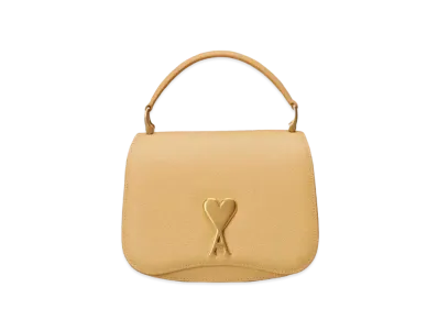 AMI PARIS Grained Leather Top Handle Bag "Citronella"