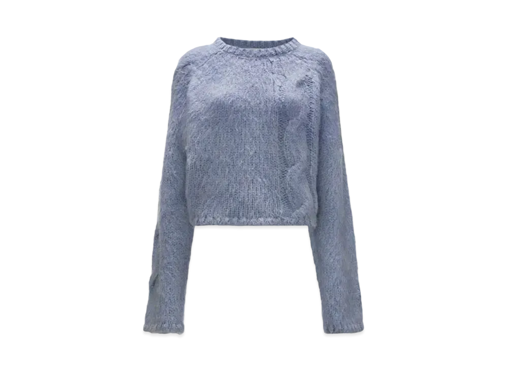 JW ANDERSON Cropped Cable Knit Sweater "Blue"