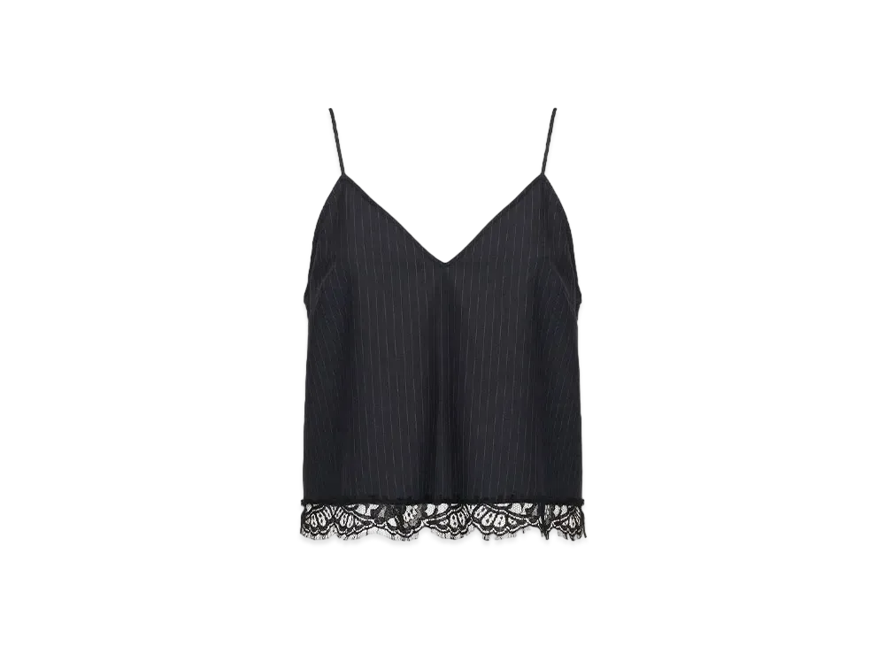 Alexander McQUEEN Lace Detail Pinstripe Camisole "Navy"