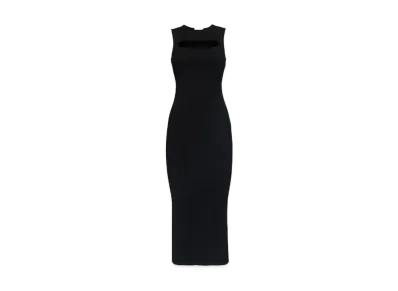 Alexander McQUEEN Slashed Knit Midi Dress "Black"