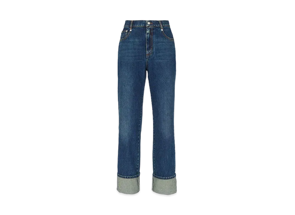 Alexander McQUEEN Rolled Up Boyfriend Jeans "Indigo"
