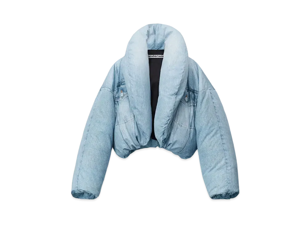 Alexander Wang Nylon Oversized Cropped Puffer Jacket "Indigo"