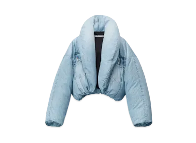 Alexander Wang Nylon Oversized Cropped Puffer Jacket "Indigo"